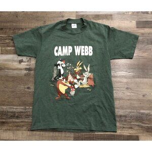 Vtg 1993 Looney Tunes Camp Webb Mens Medium Green Tee T Shirt